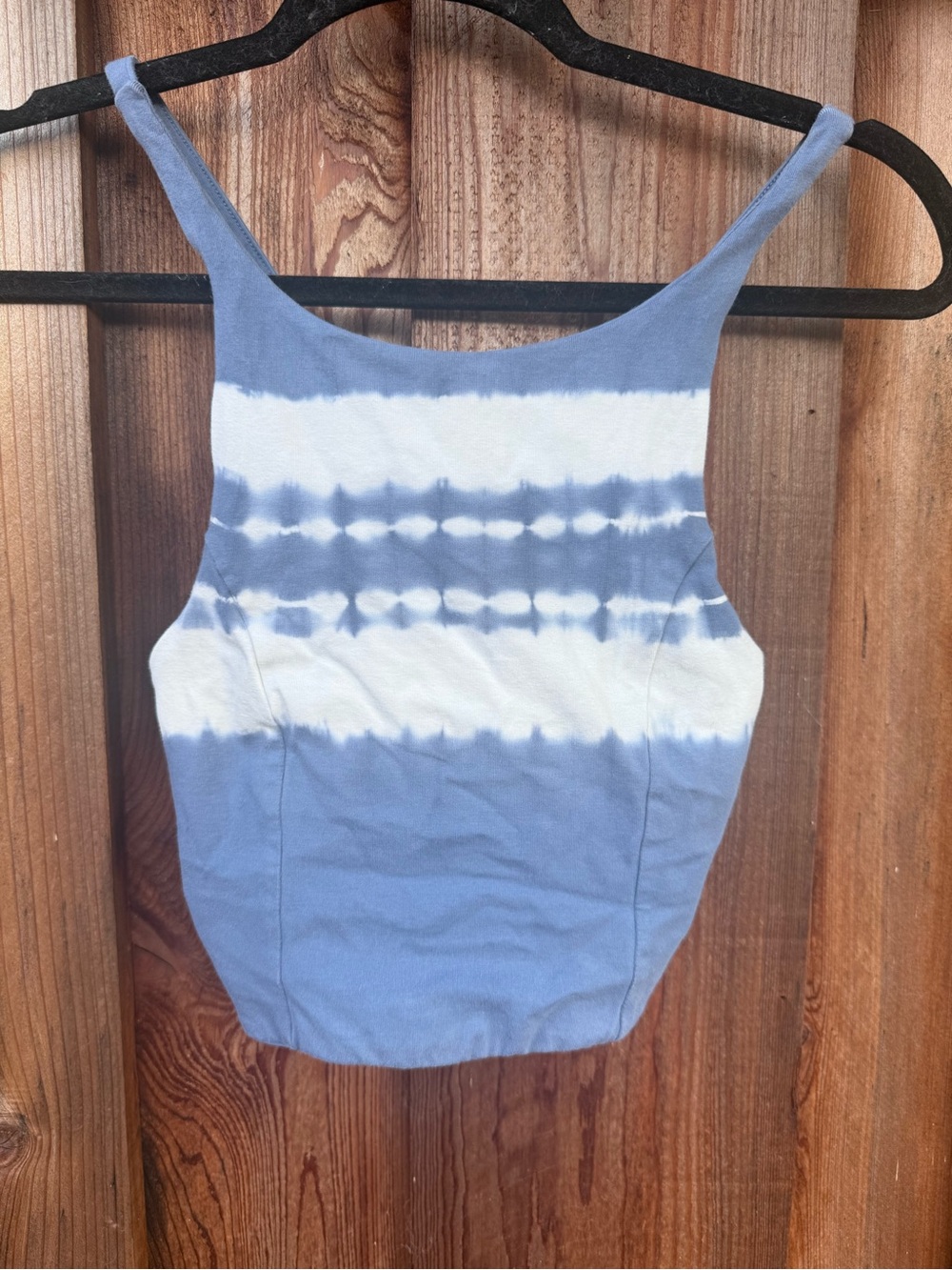 aerie Blue and White Tie-Dye Cropped Cami